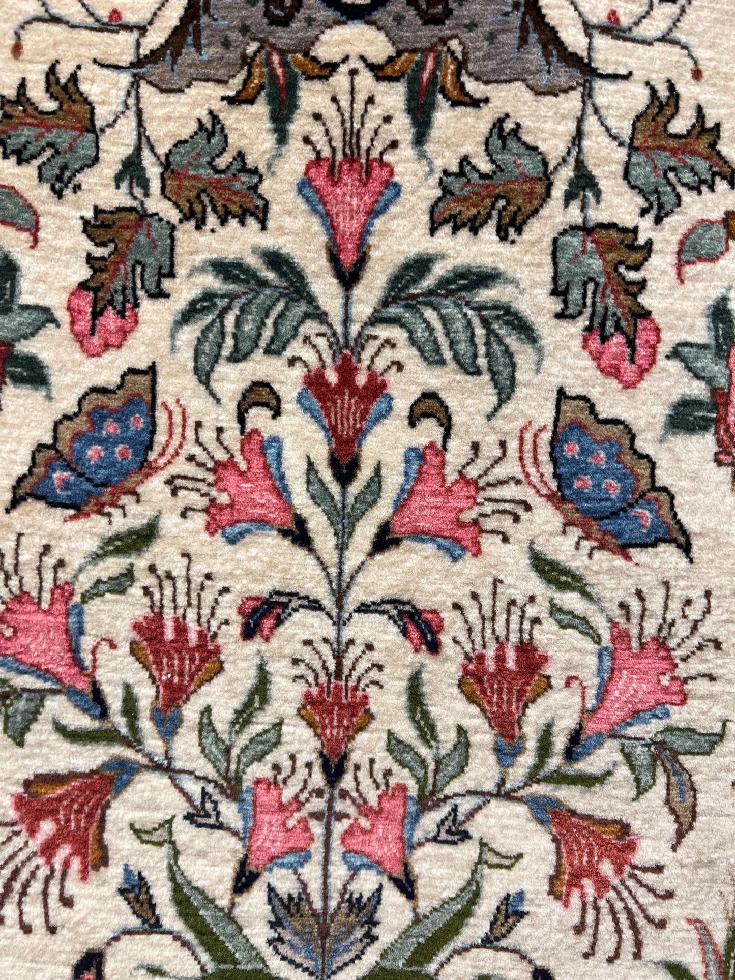 QOM RUG FLOWERS AND BIRD