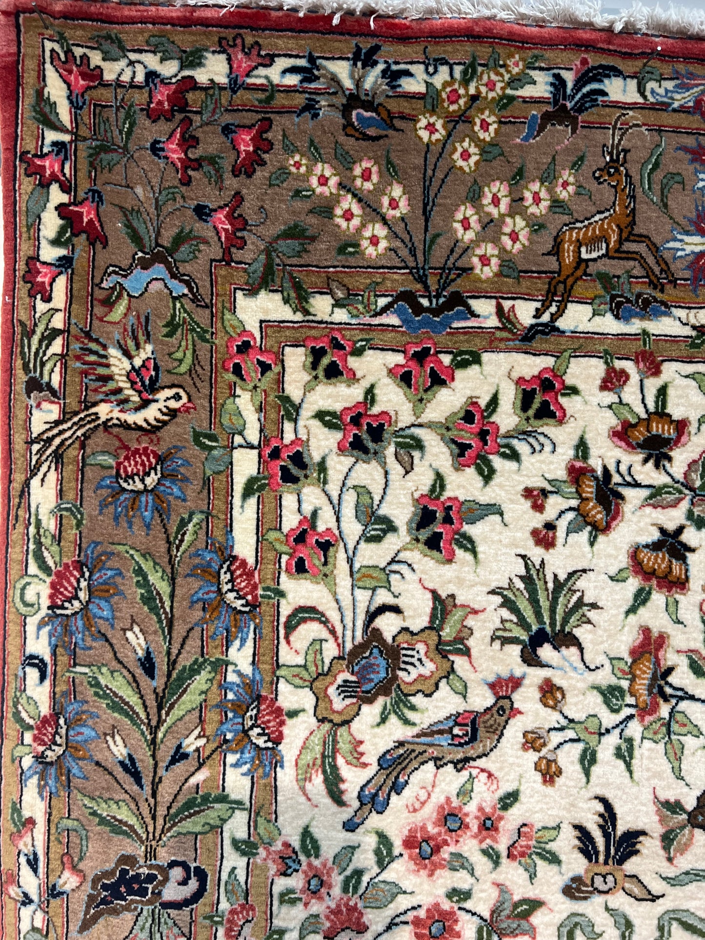 QOM RUG FLOWERS AND BIRD
