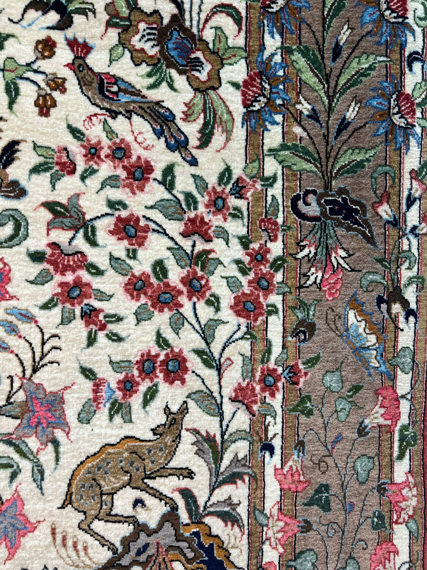 QOM RUG FLOWERS AND BIRD