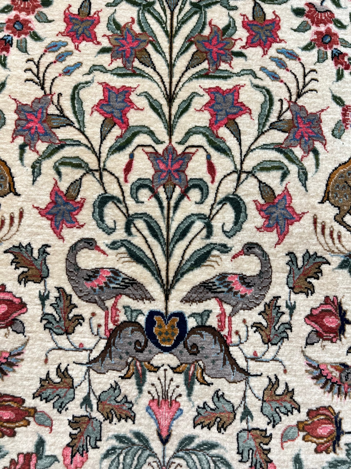 QOM RUG FLOWERS AND BIRD