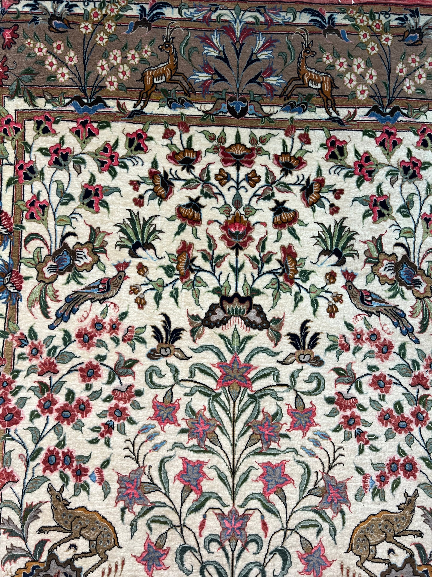 QOM RUG FLOWERS AND BIRD