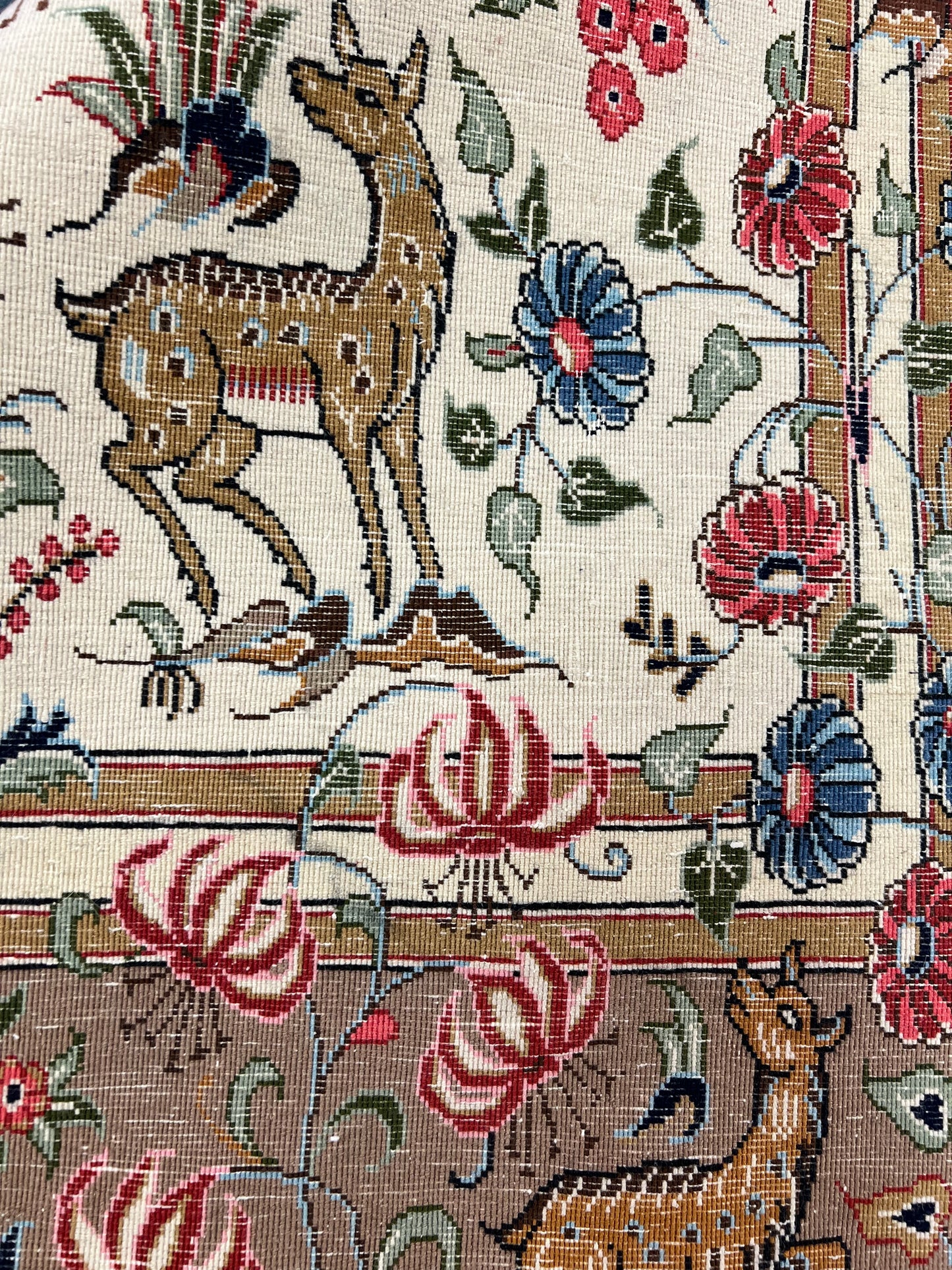 QOM RUG FLOWERS AND BIRD