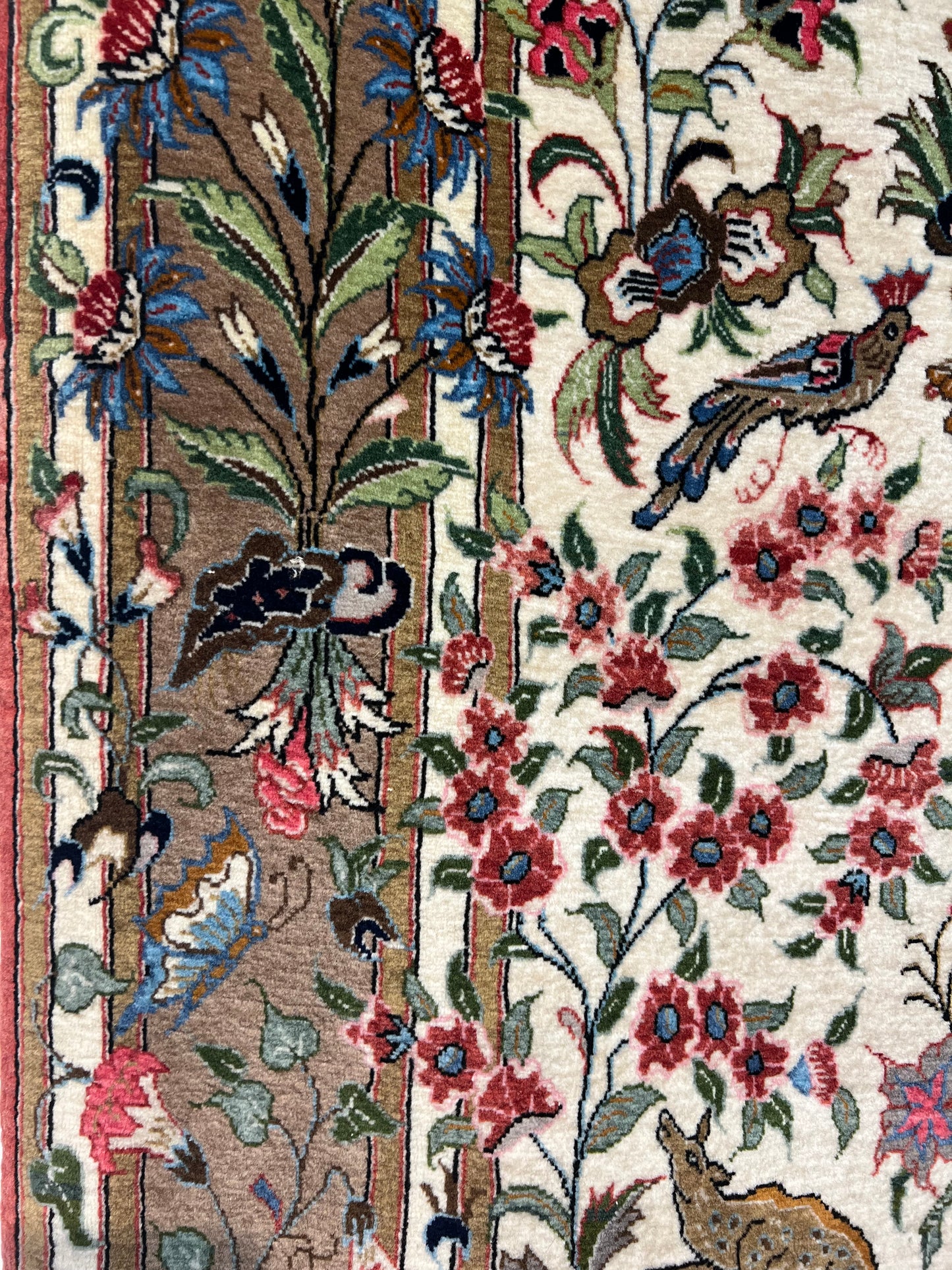 QOM RUG FLOWERS AND BIRD