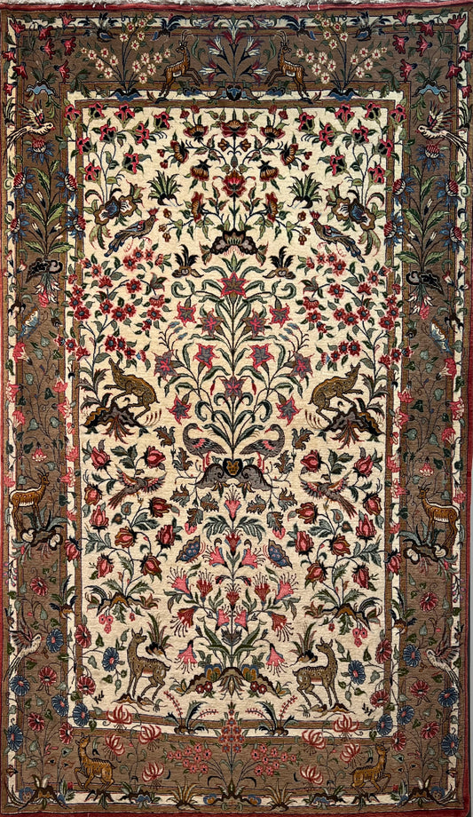 QOM RUG FLOWERS AND BIRD