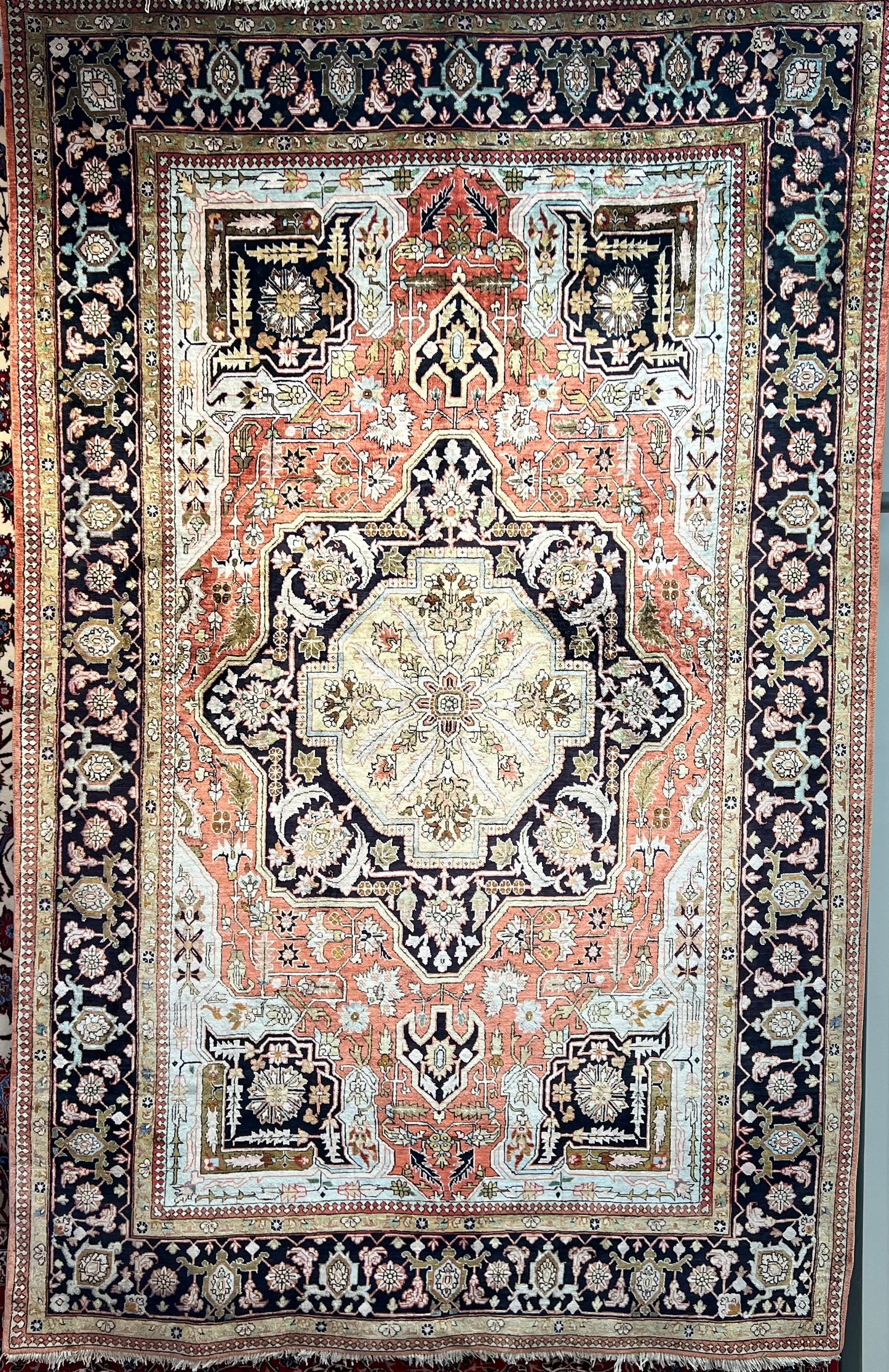TABRIZ %100 SILK , FOUNDATION SILK ,UNIQUE ON  HERIZ PATTERN (       GEOMETRIC PATTERN )) 778
