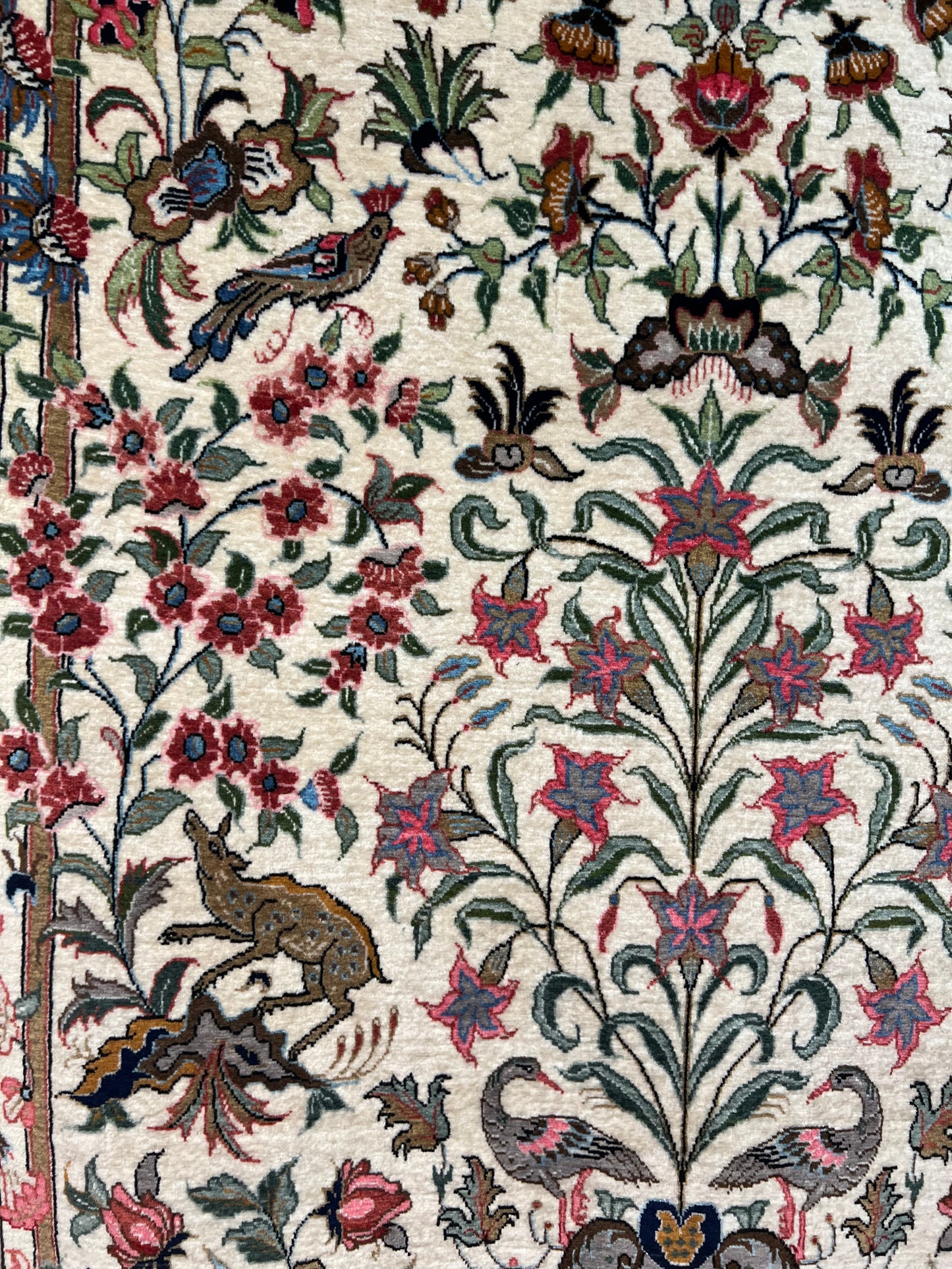 QOM RUG FLOWERS AND BIRD
