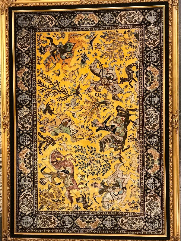 QOM SILK RUG UNIQUE COLOUR ANTIQUE MINIATURE 808