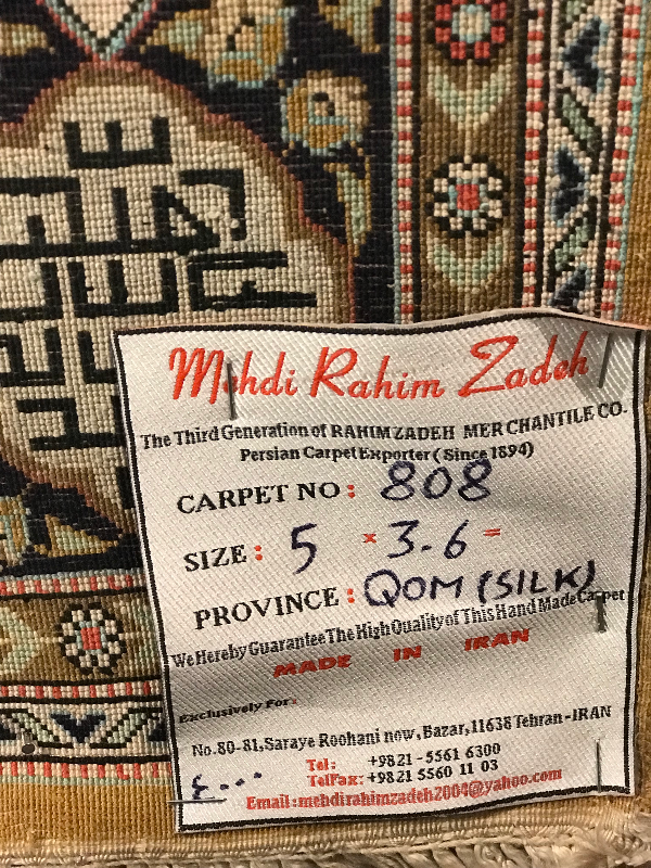 QOM SILK RUG UNIQUE COLOUR ANTIQUE MINIATURE 808