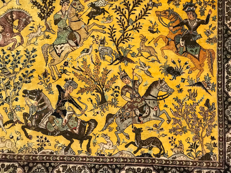 QOM SILK RUG UNIQUE COLOUR ANTIQUE MINIATURE 808