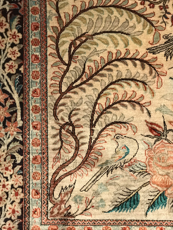 QOM SILK RUG MEHRABI DERAKHTI OLD 43
