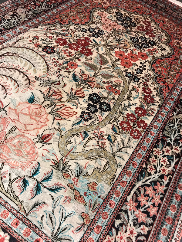 QOM SILK RUG MEHRABI DERAKHTI OLD 43