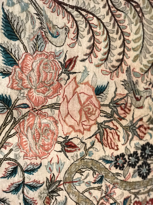 QOM SILK RUG MEHRABI DERAKHTI OLD 43