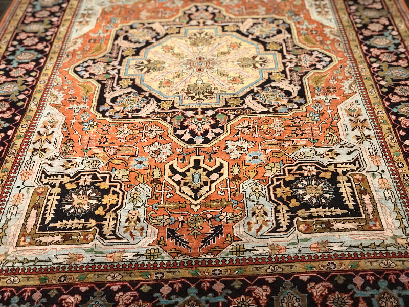 TABRIZ %100 SILK , FOUNDATION SILK ,UNIQUE ON  HERIZ PATTERN (       GEOMETRIC PATTERN )) 778