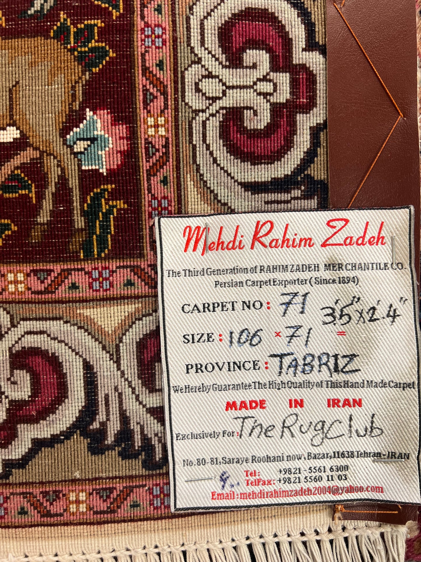 TABRIZ RUG EXCLUSIVE FOR THE RUG CLUB