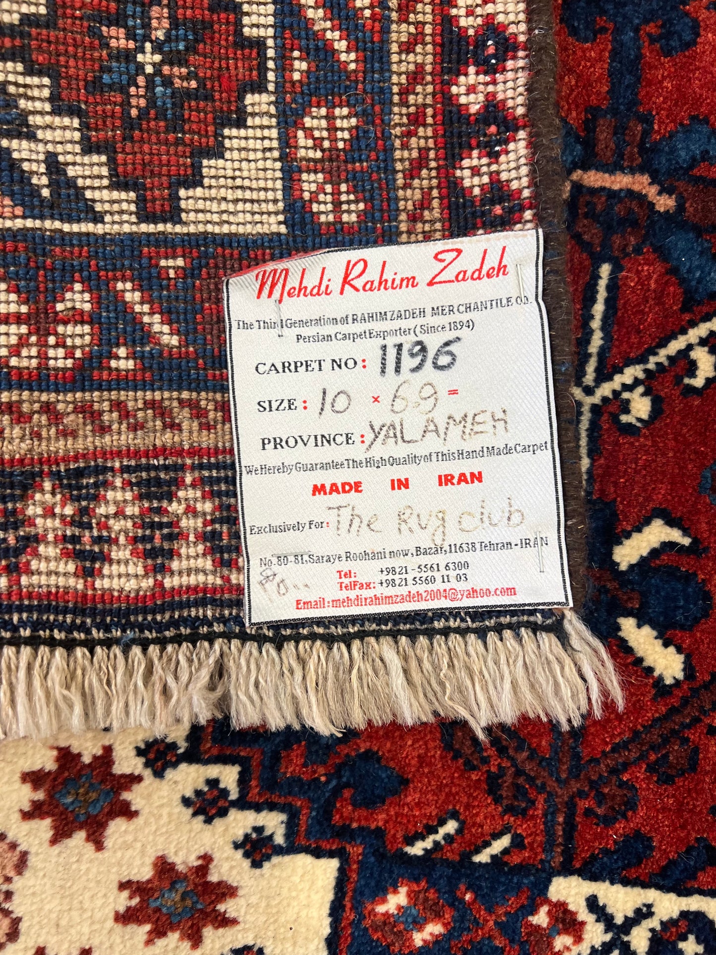 Yalameh RUG Persian Hand made Rug 1196